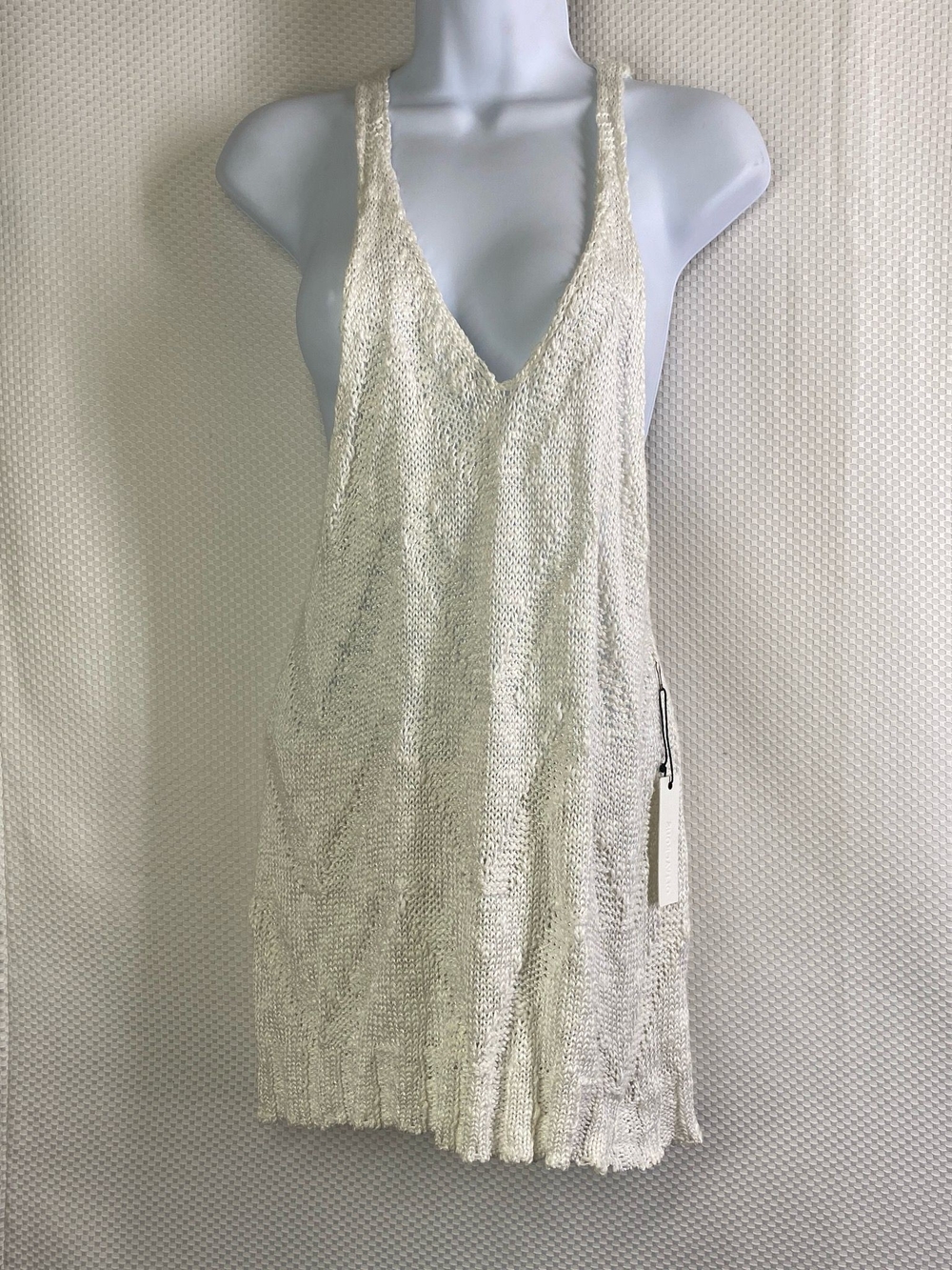 Olivaceous Ivory Chevron Knit Halter Top Size L - Boho Beach Chic